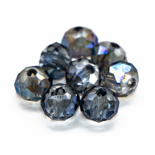 Бусины рондели 6*4мм, синий с радужным переливом